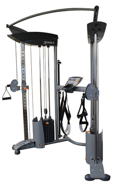 The Torque F2 Functional Trainer features a compact footprint that doesn’t dominate the room, giving you more choices for room placement  Convenient onboard storage for grip handles, leg boot, squat harness, straight bar, universal adapter, workout manual, and water bottle give you all that’s needed to perform countless strength training exercises.