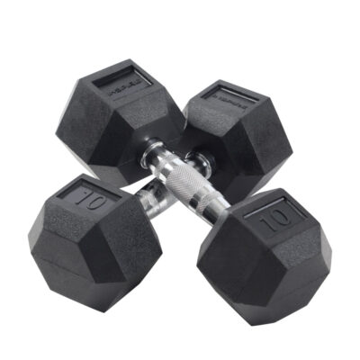 Inspire Fitness 210 LB (5-30 LB) RUBBER DUMBBELL SET WITH RACK