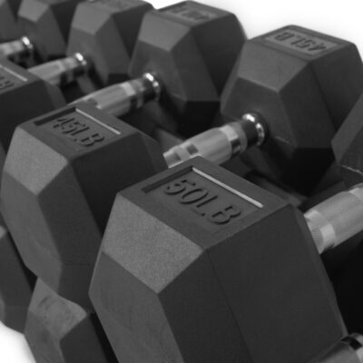 550 LB (5-50 LB) RUBBER DUMBBELL SET