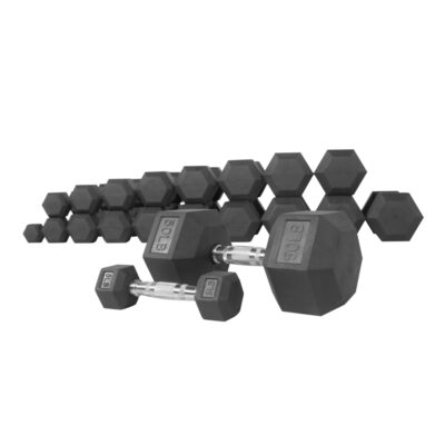 550 LB (5-50 LB) RUBBER DUMBBELL SET